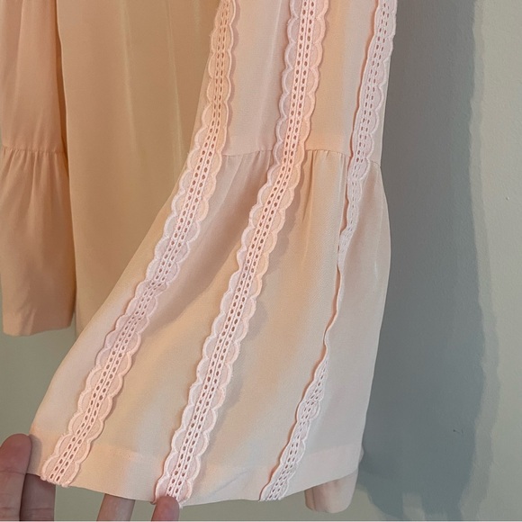 J. CREW 100% Silk Embroidered Bell Sleeve Blouse - Blush Pink Size 2 - Picture 4 of 12